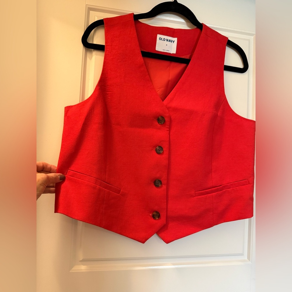 Old Navy Red Button-Up Vest